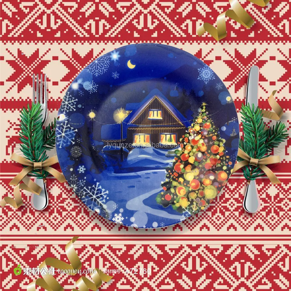 Ceramic Christmas Plates And Bowls / Ceramic Christmas Dinnerware Set