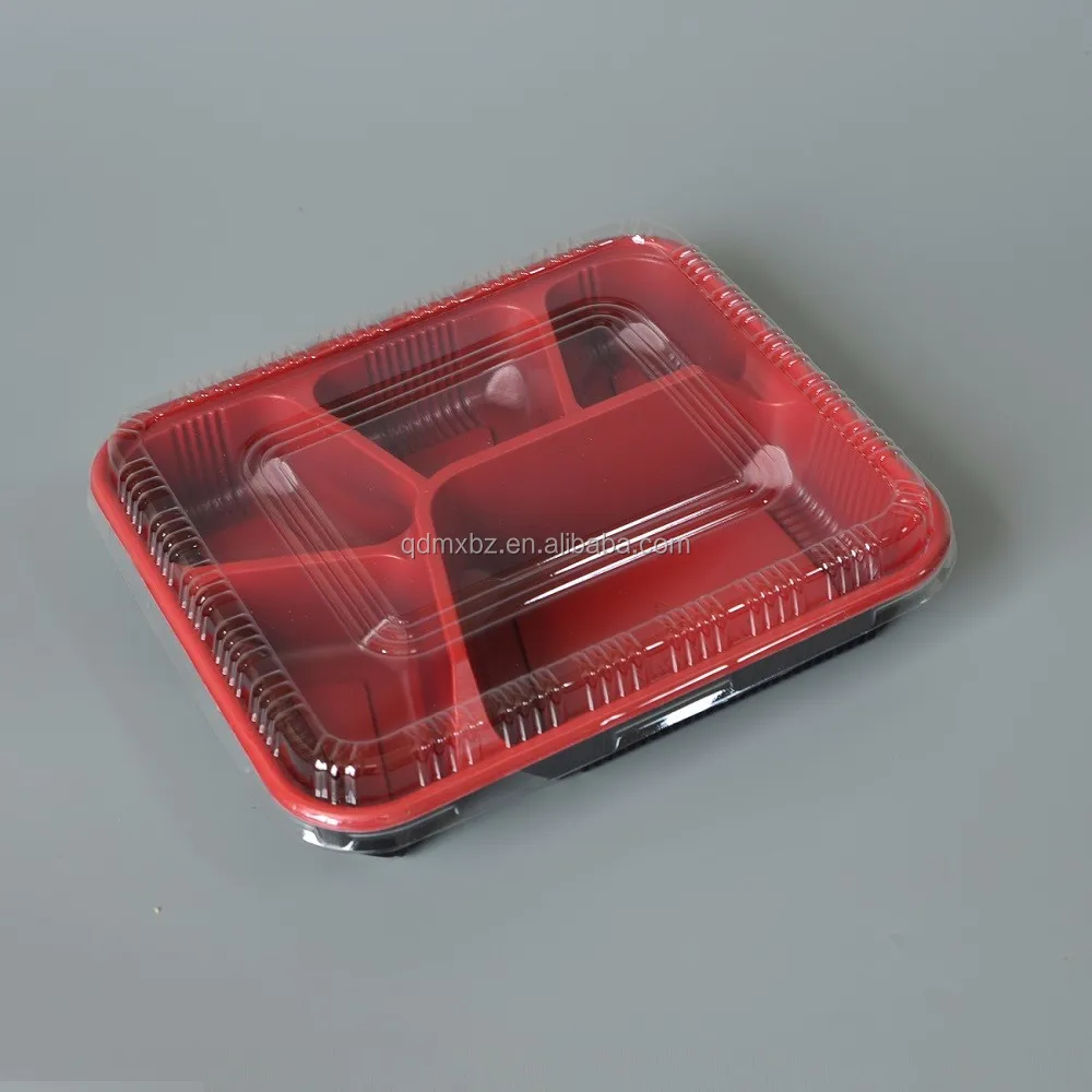 5 Compartment Disposable Plastic Fast Food Containers With Divider For