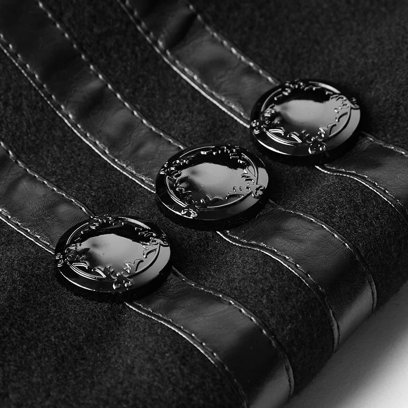 Y-766 Napoleon military uniform men black Gothic long winter coats