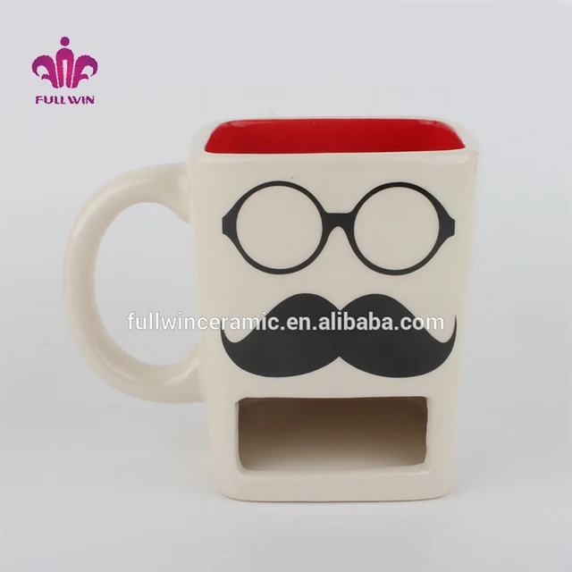 cheap price mustache design ceramic coffee mug ceramic mug with