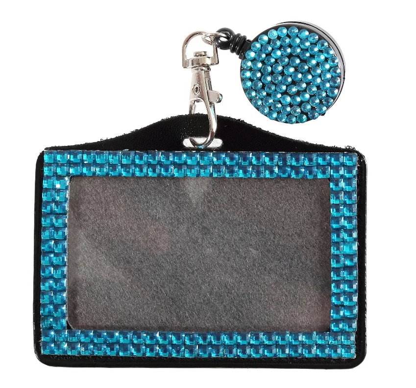 32" All Around Bling Crystal Rhinestones Leather Neck Strap Lanyard For