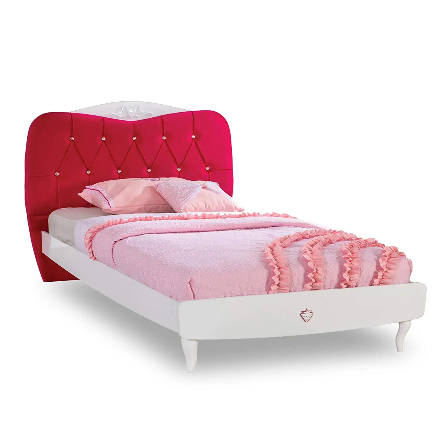 Baxton Studio Marcelon White Faux Leather Upholstered Button Tufted Scalloped Headboard Twin