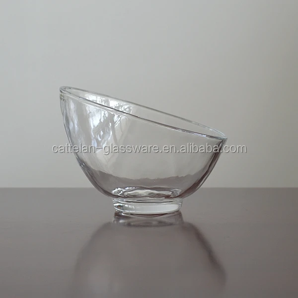 Large Tilted Glass Bowl Set For Containing Salad,Dessert Or Promotion