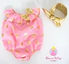 wholesale baby girls seaside bella cotton romper, with snaps closure on bottom