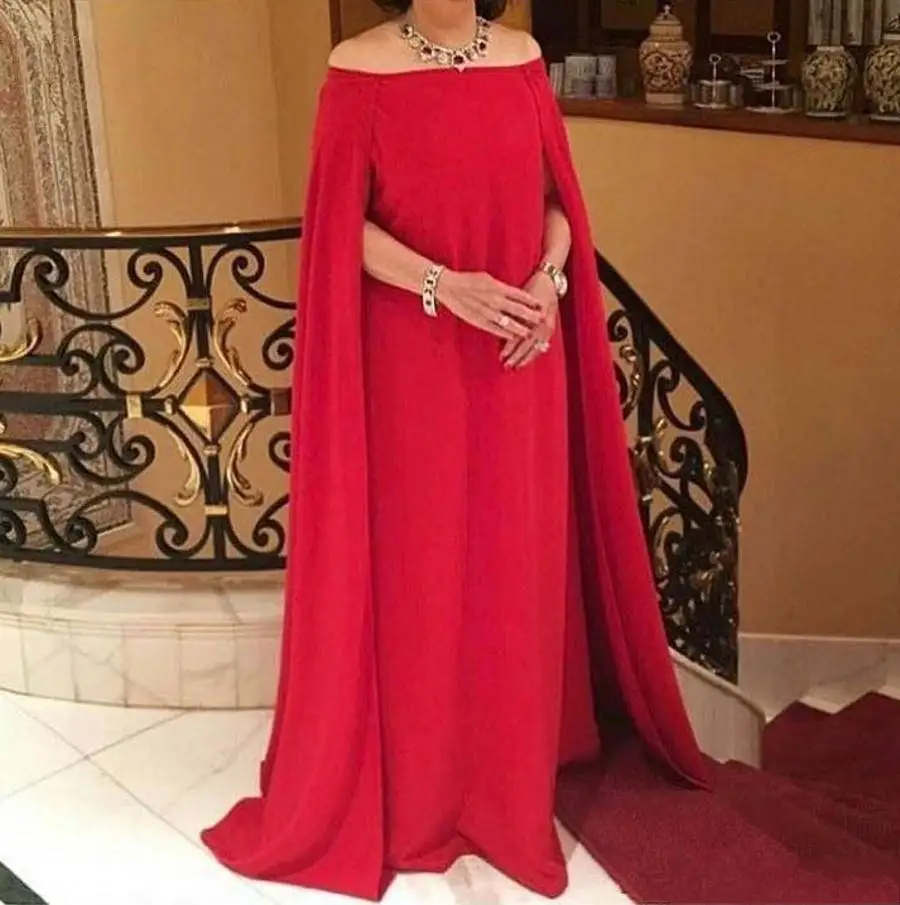 red off the shoulder formal gown