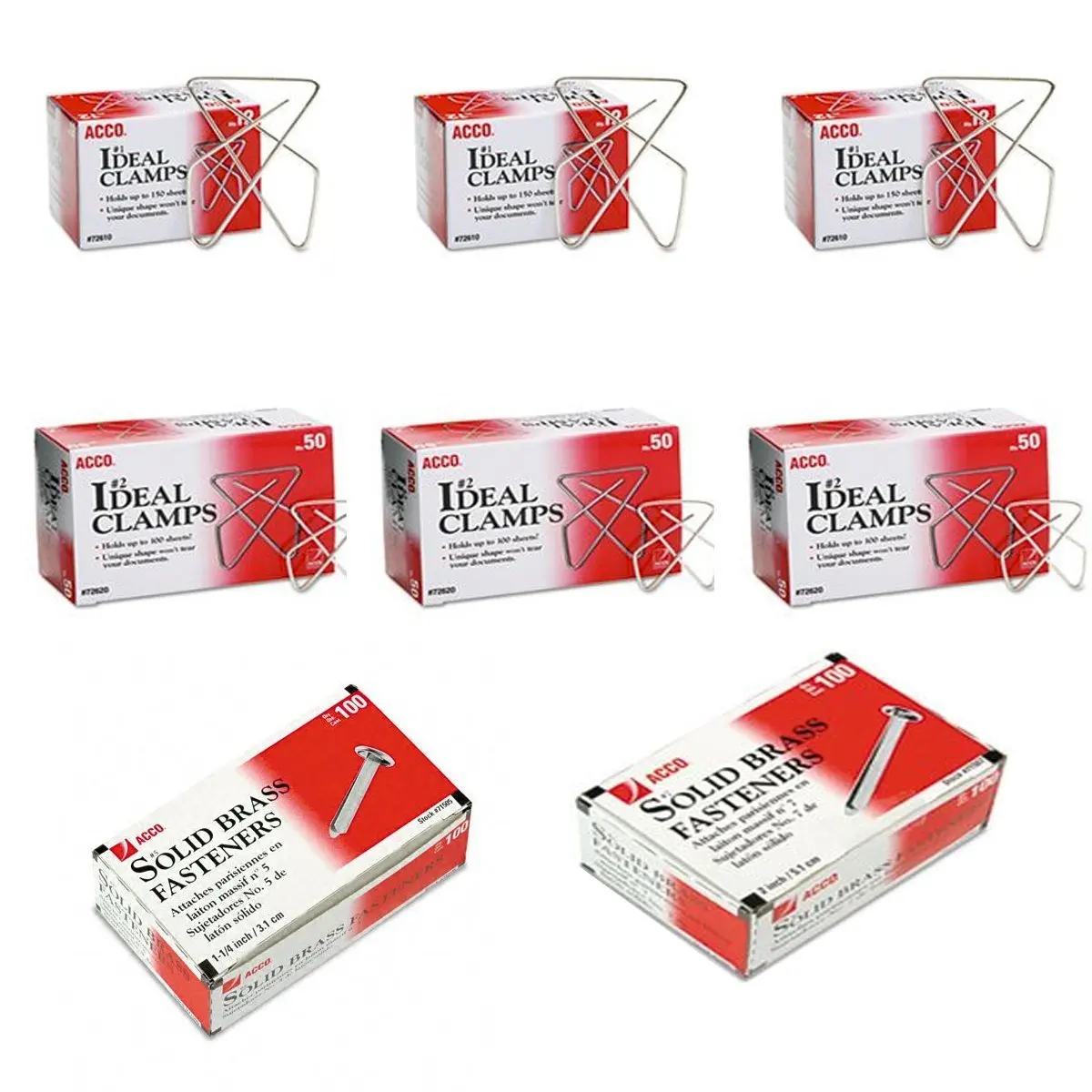 Acco Brass Prong Paper File Fasteners 3/" Length 100//Box 71508