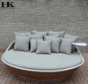 Exotic wide plastic rattan woven round bed cebu style patio sun lounge furniture stacking outdoor multi-purpose sofa bed