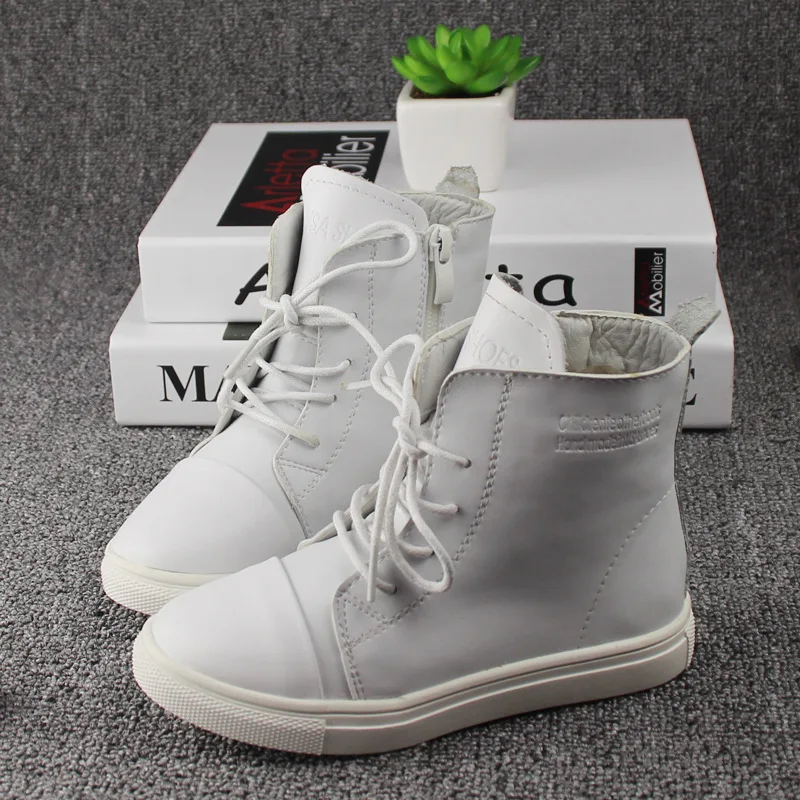 2016 High Grade Genuine Leather Children High Boots New Fashion Korean Style Non slip Kids boys