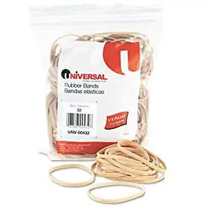 Universal : Rubber Bands, Size 32, 1/8 x 3, 185 per 1/4lb Box -:- Sold as 2 Packs of - 185 - / - Total of 370 Each