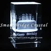 Handicraft 3D Laser Engraved Cake Crystal LED Cube For Friend's Birthday Gift