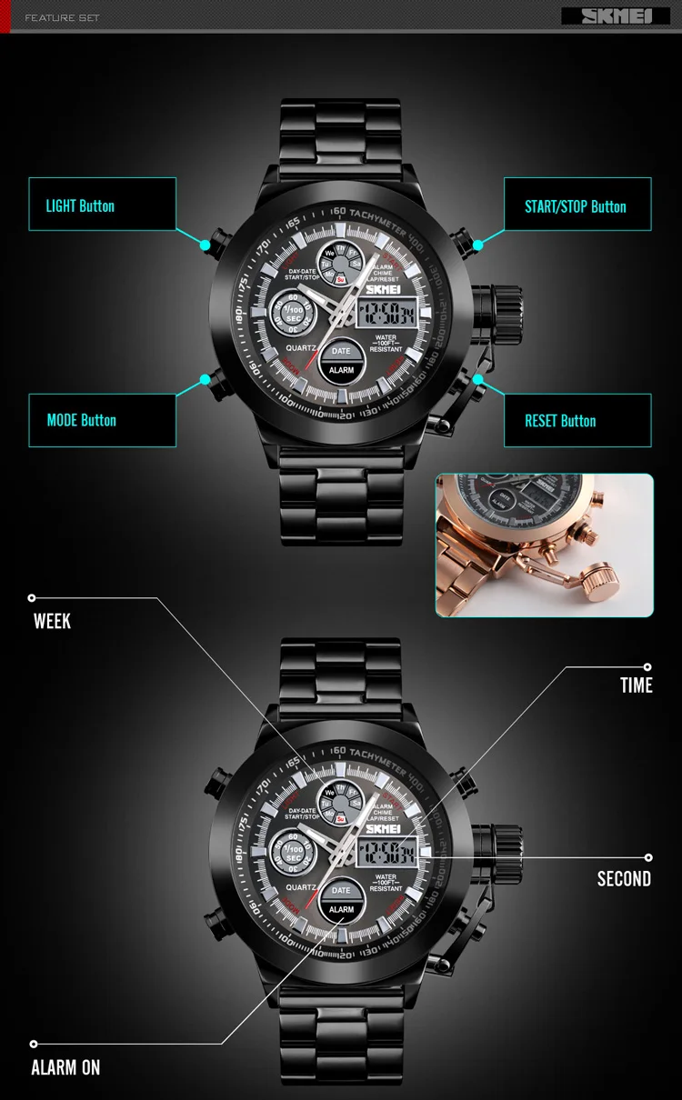 1515 skmei luxury men stainless steel wrist watch low moq oem digital quartz