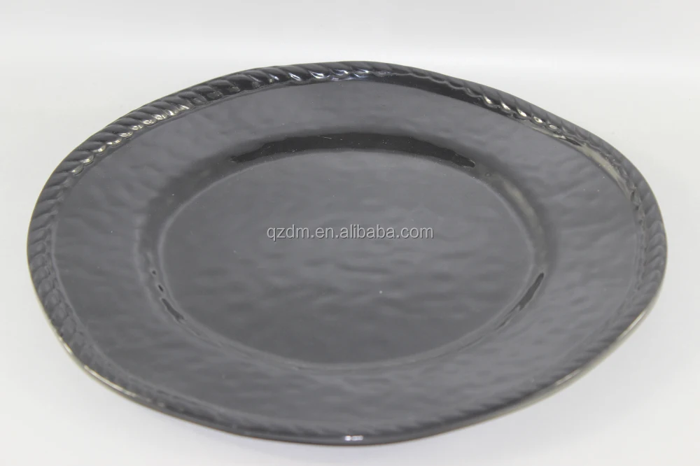 Black Dinner Plates,100% Melamine Round Plates