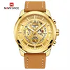 NAVIFORCE NF9129 Men Fashion Casual Quartz Movement Watch Simple Style Leather Band Watch Week Display Back Light
