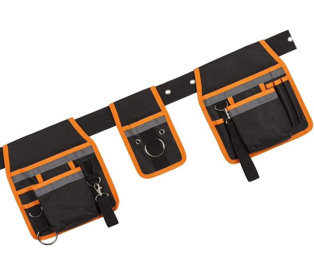 Black / Orange Heavy Duty Tool Belt Apron Bag Carpenters Joiners