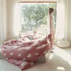 Hot selling100% cotton bed sheet funny pink cloud bedding set for teen girls