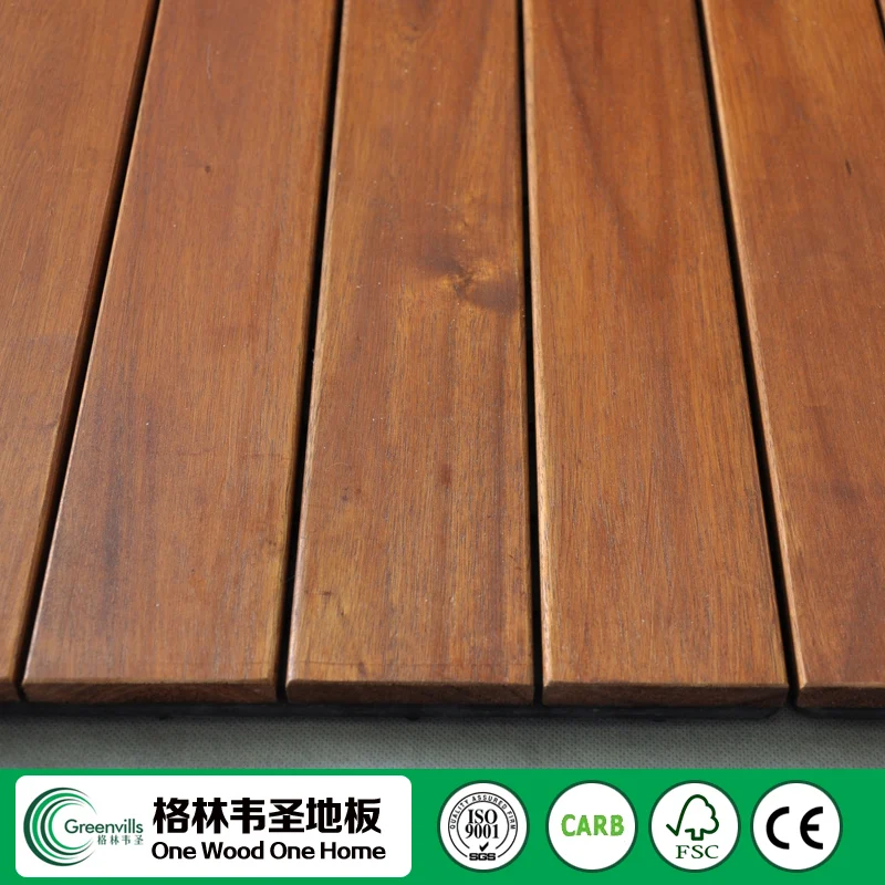 2017 Nuevo Acacia cubierta al aire libre de madera pisos de baldosas