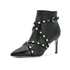 leather upper with rivet strap pointed women boots