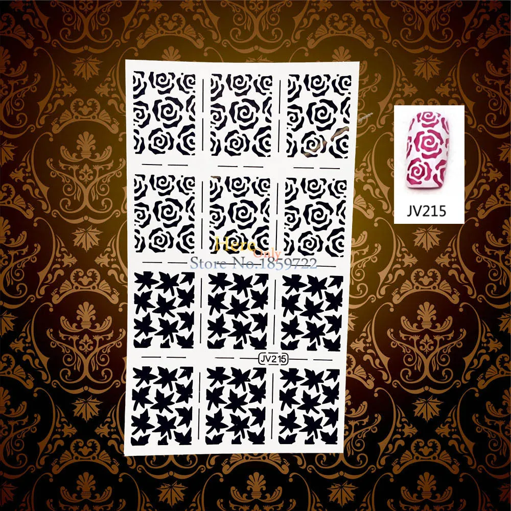 1PC Sexy Roses Leaf Pattern White Hollow Nail Vinyl Finger Polish Aribrush HWJV215 Women Manicure Paint