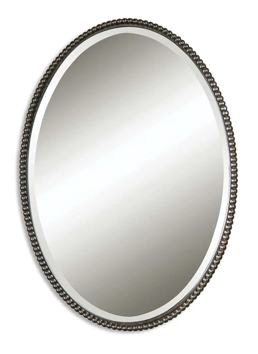 Oil Rubbed Bronze Sherise Oval Beveled Mirror With Beaded Frame Oil Rubbed Bronze Sherise Oval Beveled Mirror With Beaded Frame 01101 B