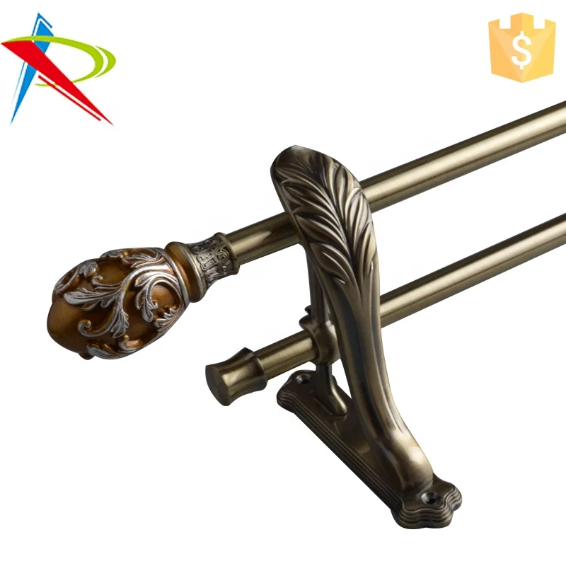 Oman Hardware Polished Double Rod 3/4" Brass 28"48" Pipe Curtain Rings