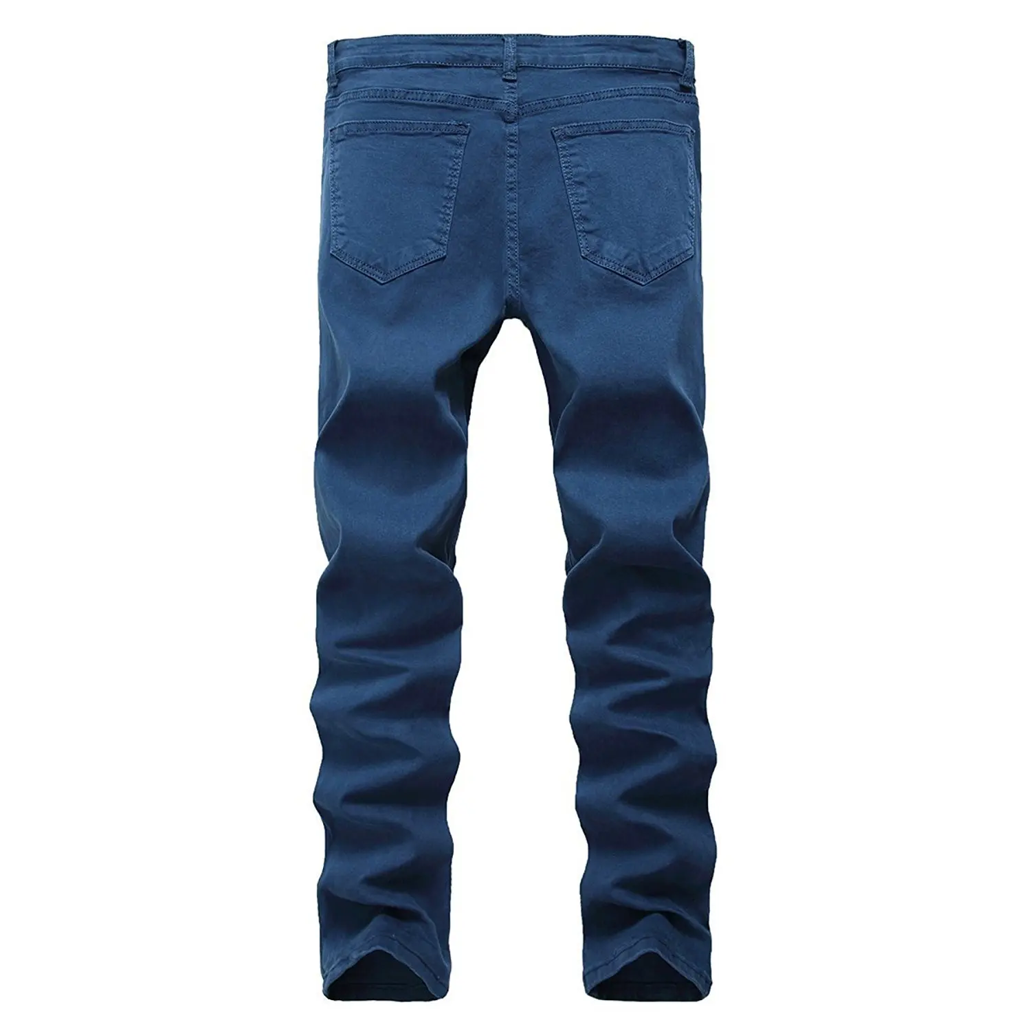Shining4U Fashion Mens Popular Spliced Distressed Denim Straight-Leg Slim Jean