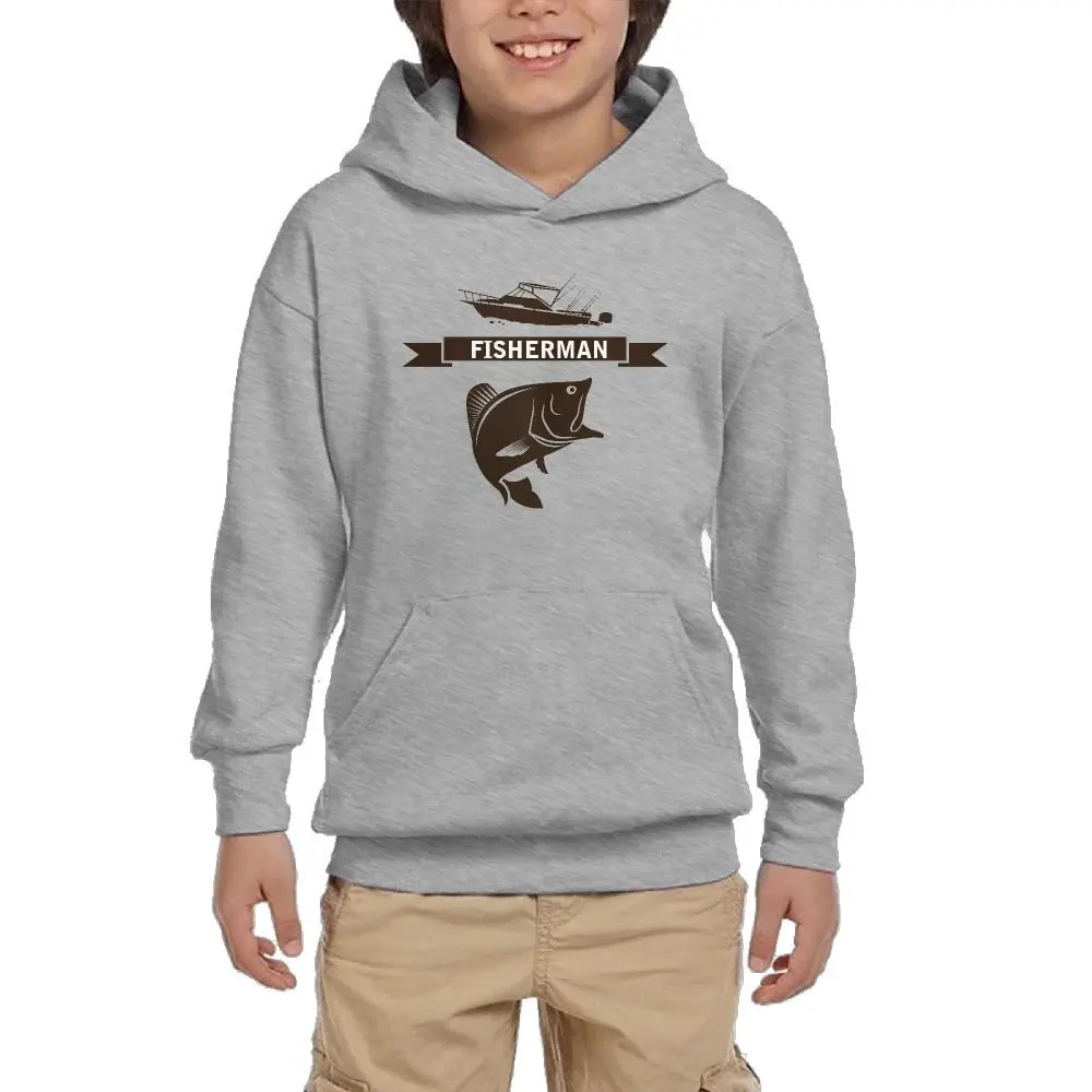 Fisherman Funn Boy Casual With Pocket Hoodies Hot Tops Pullover Sweatshirts