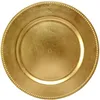 Wholesale dinner 13" gold plastic beaded charger plate