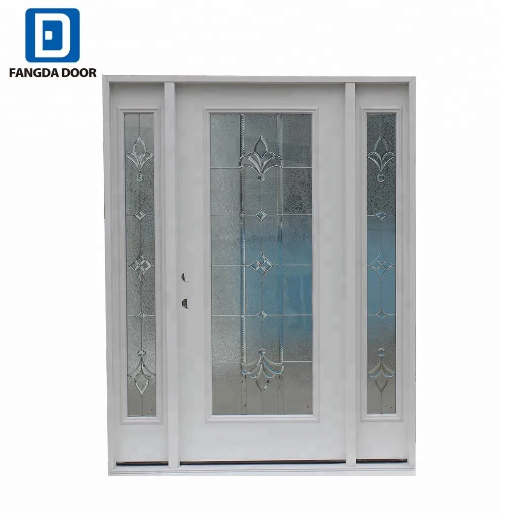 Fangda статно декоративное стекло современный окрашенный стекловолокна pre-hung входная дверь