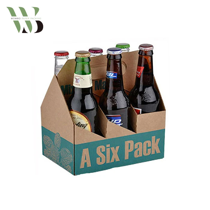 Take Away 6 Beers Packaging Carrier Box Paper Carton Box With Handle