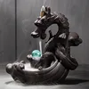 China censer gifts Large purple sand ceramic backflow incense burner dragon with crystal ball incense stove