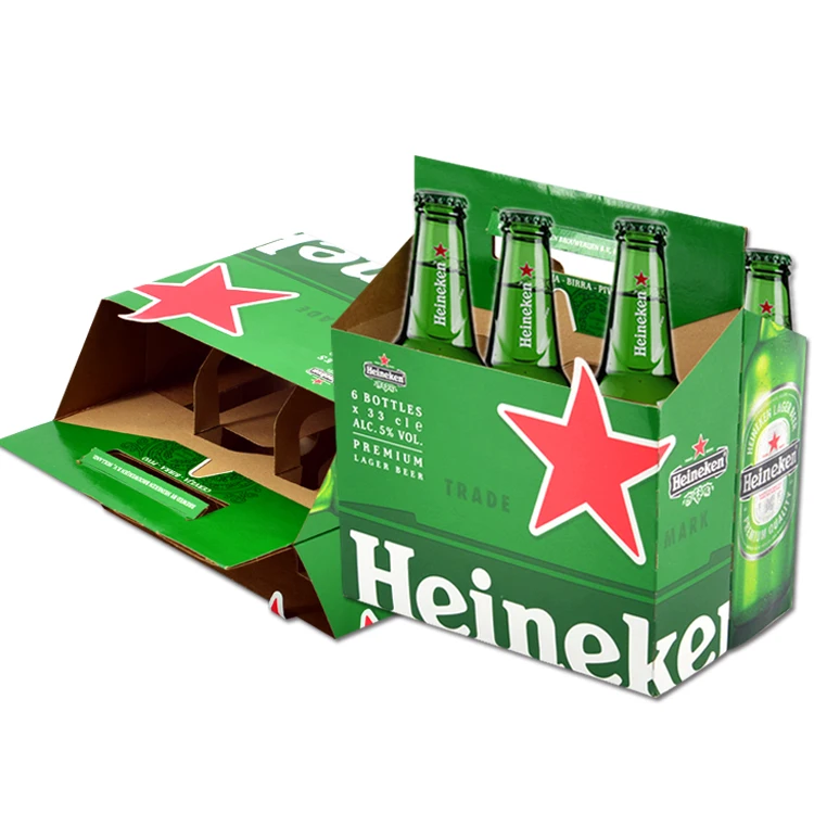 6 Pack Recyclable Cardboard Beer Bottle Carrier Holder With Handle