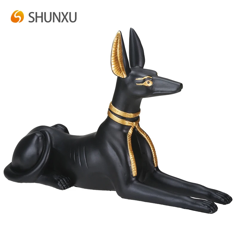 Dekorative Goldene Und Schwarze Ägyptische Anubis Jackal Figürchen