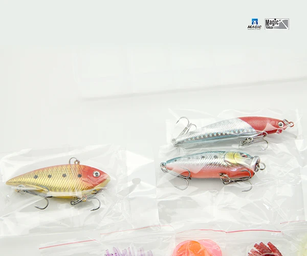 63 Pcs Portable Fun Fishing Baits Kit Lures Set With Free Tackle Box