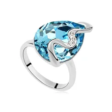 Fashion Waterdrop Crystal Elements Ring Luxury Vintage Women Ring Perfect Genuine Crystals from Swarovski Finger Anillos Jewelry