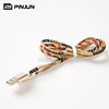 New best selling colorful pattern leather usb cable , for android mobile phone v8 cable