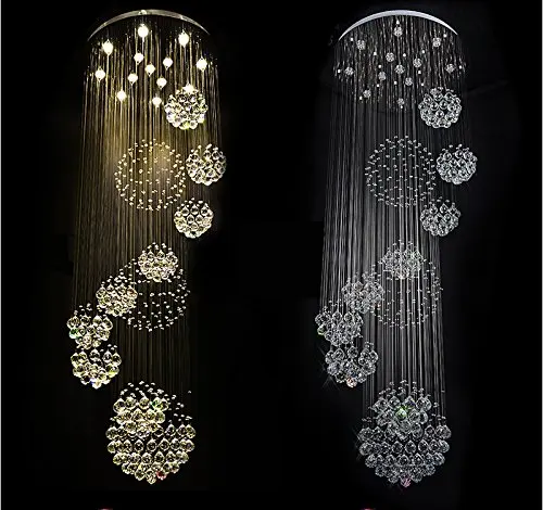 Loft Spiral ball crystal chandelier Pretty Stainless steel ceiling lamp Long lighting