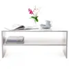 Stylish Modern White Coffee Table With Shelf And High Gloss Finish White coffee table with high gloss finish