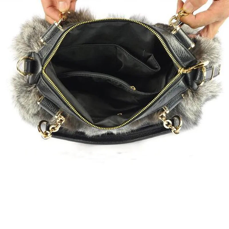 2016 fashion style luxury fox fur lady bag for women hot sale fur handbag