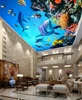 4.2mWx2.6mH per piece pop ceiling designs for home decoration ocean wave penguin print pvc 3d strech ceiling