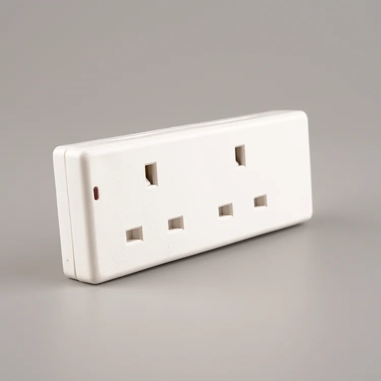 Wk 2way Extension Lead White Cord 13a Uk Plug Socket Wall Mount Slots With 2 Meters 1.25mm