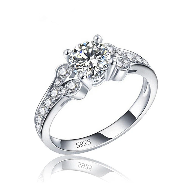 Luxurious Jewelry 925 Sterling Silver Ring Women Fashion Topaz CZ Diamond Engagement Ring