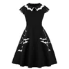 Wholesales Women Lady Big Girls Dresses Party Retro Vintage Swing Dress Plus Size Bat Spider Web Embroidery Halloween