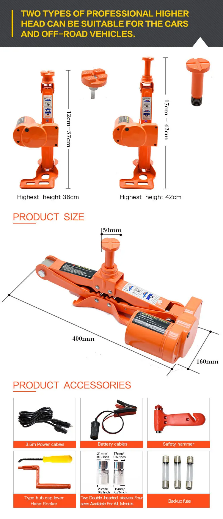 Skillful Manufacture Best 12v Electric Scissor Car Jack For Home