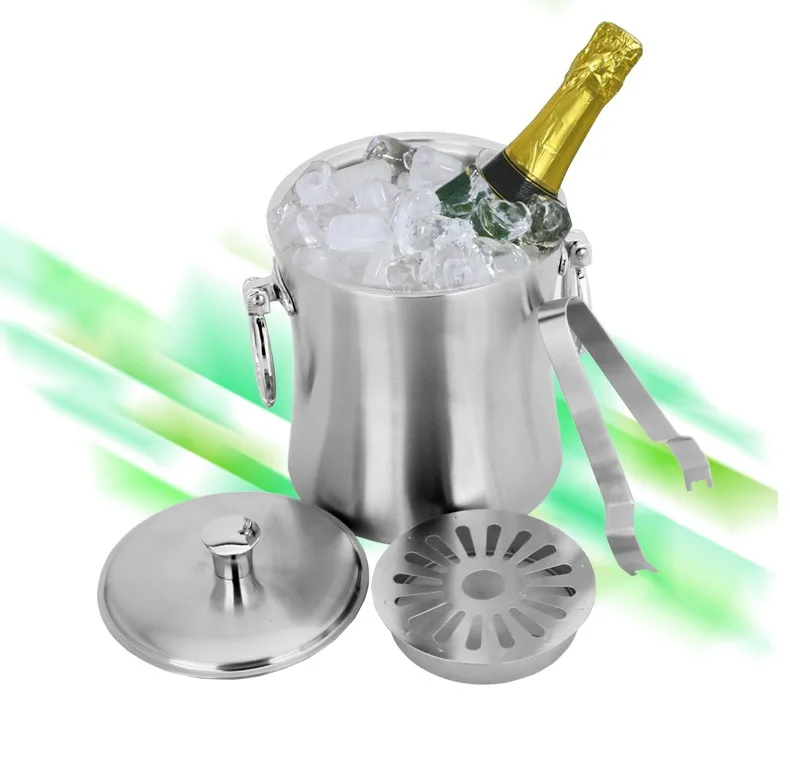 Stainless Steel Ice Tongs Doublewalled Ice Bucket With Lid Barware