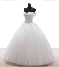2016 new arrival White lace lace up Princess Wedding Dress Good quality wedding gowns Designer real poto vestido de noiva