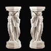 Home Decoration Use White Marble Carved Pedestal Three Nude Lady Marble Base