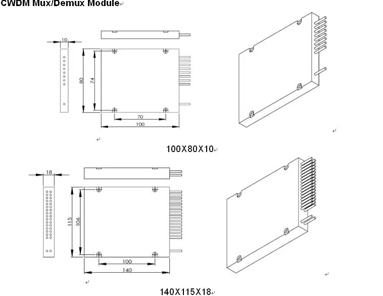 Equipamento de transmissão óptica/dispositivo passivo cwdm mux demux multiplexer