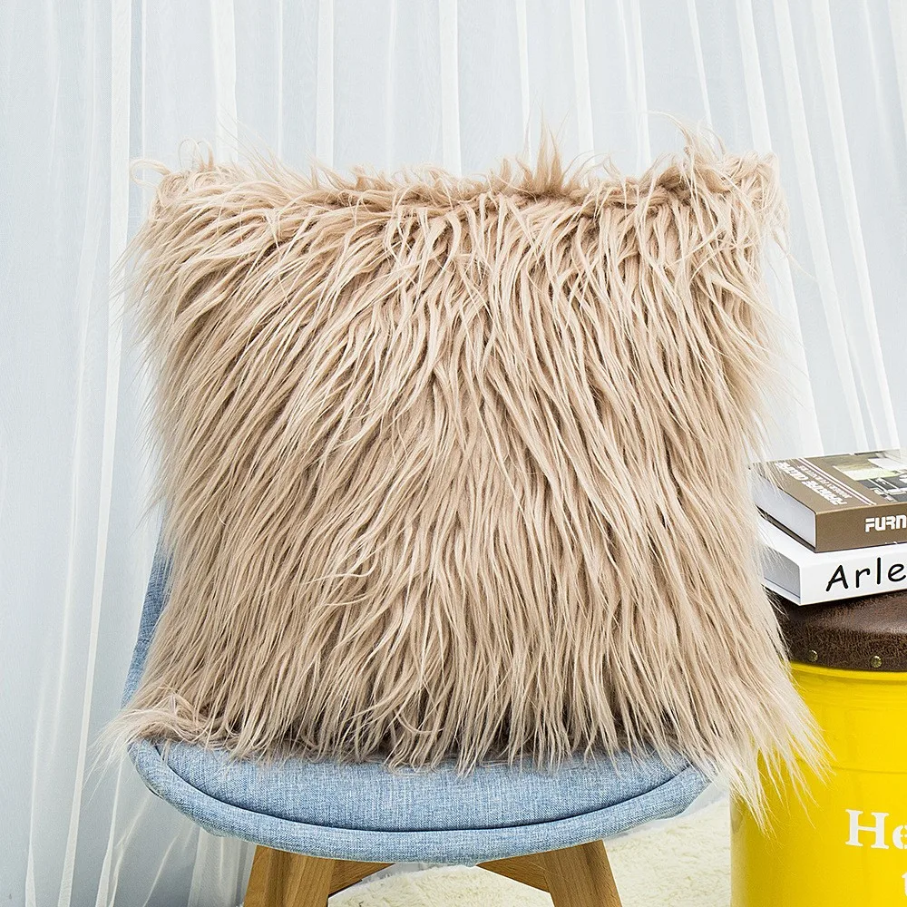 Wholesale Custom Color Long Hair Home Decorative Faux Fur Cushion Cover Buy Cushion Cover