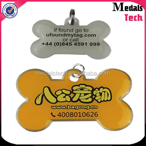 Shenzhen medal supplier custom 13.56MHz NFC pet id aluminum dog tag with domed resin