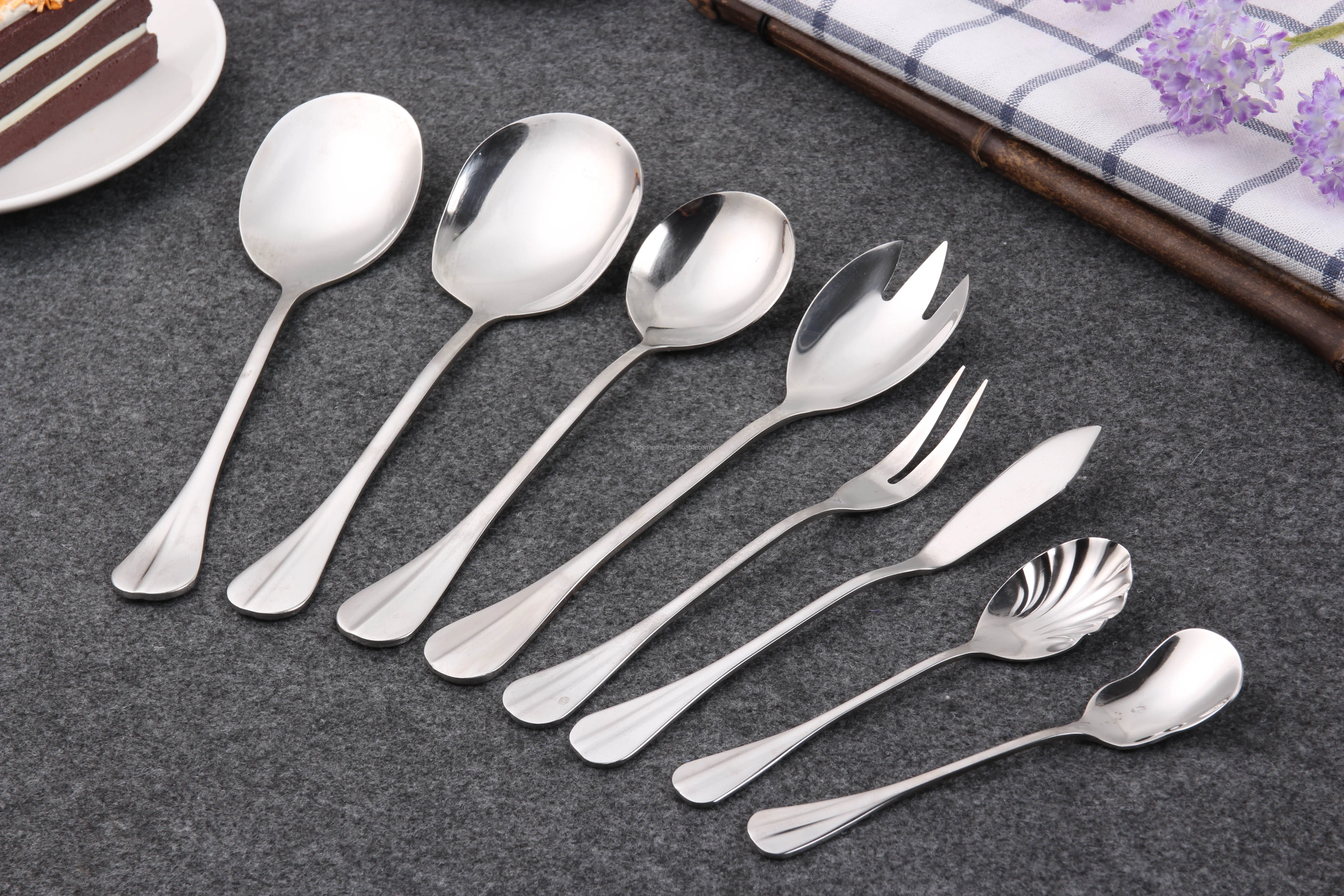 18/10生态友好中国皇家批发餐具法国厨房配件库存餐厅spoon叉410餐具
